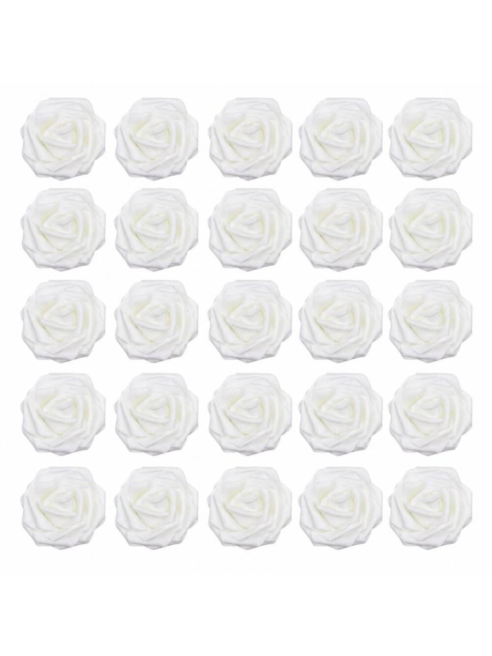 25 White Foam Roses for Crafts Wedding Decor Artificial Rose Heads No Stem DIY W
